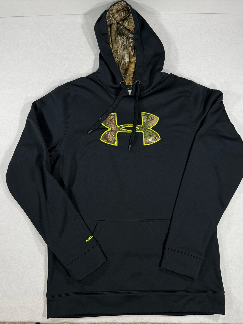 Under Armour Men's Storm Caliber Black Hooded Pullover with Camo Logo Accents